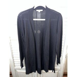 CHICO'S - WOMEN'S MEDIUM - BLACK LONG SLEEVE OPEN FRONT COTTON BLEND CARDIGAN